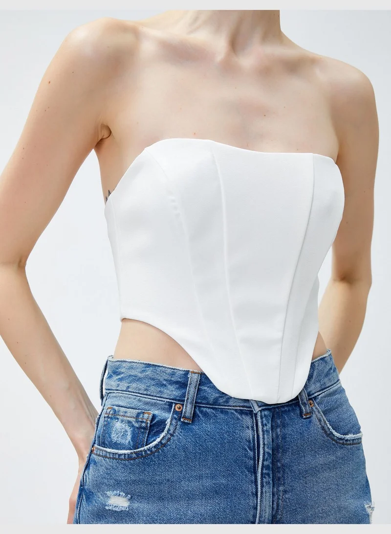 KOTON Corset Looking Top Strapless Back Zipper