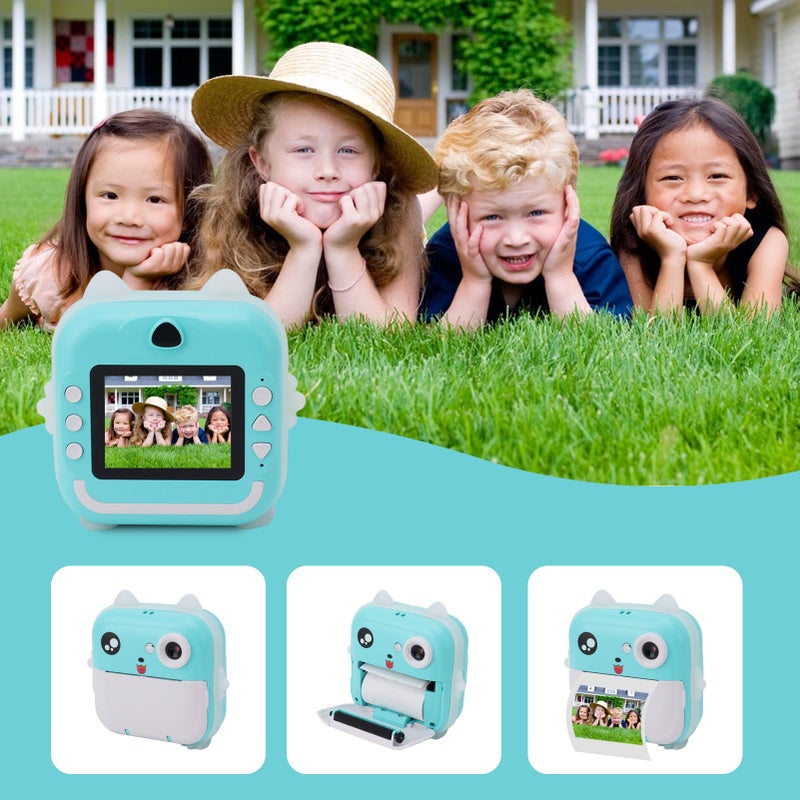 Digital Print Camera: Sky-blue, 24MP HD 1080P Video, One-button Operation - AI Face Recognition, Anti-blue Light Coating for Kids, Home Play, Holiday Gifting - Image 5