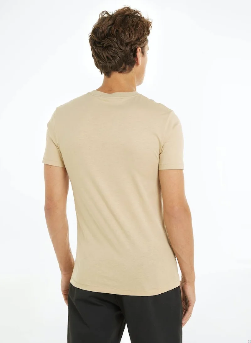 Calvin Klein Jeans Men's Slim Monogram T-Shirt - Cotton jersey, Beige