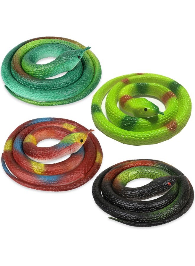 Xsltkby Rubber Snakes to Keep Birds Away - 4 PCS Realistic Fake Rubber Snake for Garden Props to Scare Birds, Squirrels and Mice - Image 1