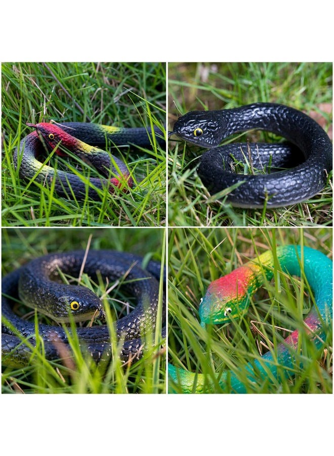 Xsltkby Rubber Snakes to Keep Birds Away - 4 PCS Realistic Fake Rubber Snake for Garden Props to Scare Birds, Squirrels and Mice - Image 2