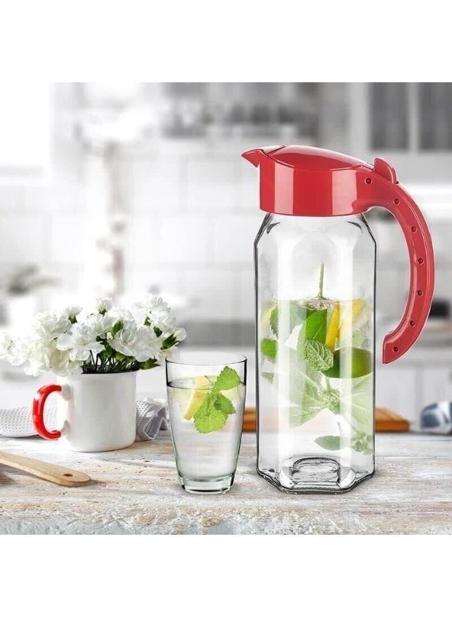 A colorful, Turkish-style pitcher to brighten up your home! Large size. Elegant design, perfect for serving juice! It will be a wonderful addition to your guest kitchen. Glass pitcher with a plastic lid and silicone rim. - Image 2