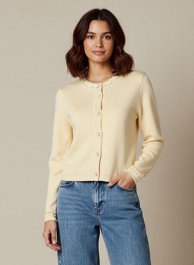 تواكستريمز كارديجان بياقة دائرية مزين باللؤلؤ من تو إكستريمز - Image 1