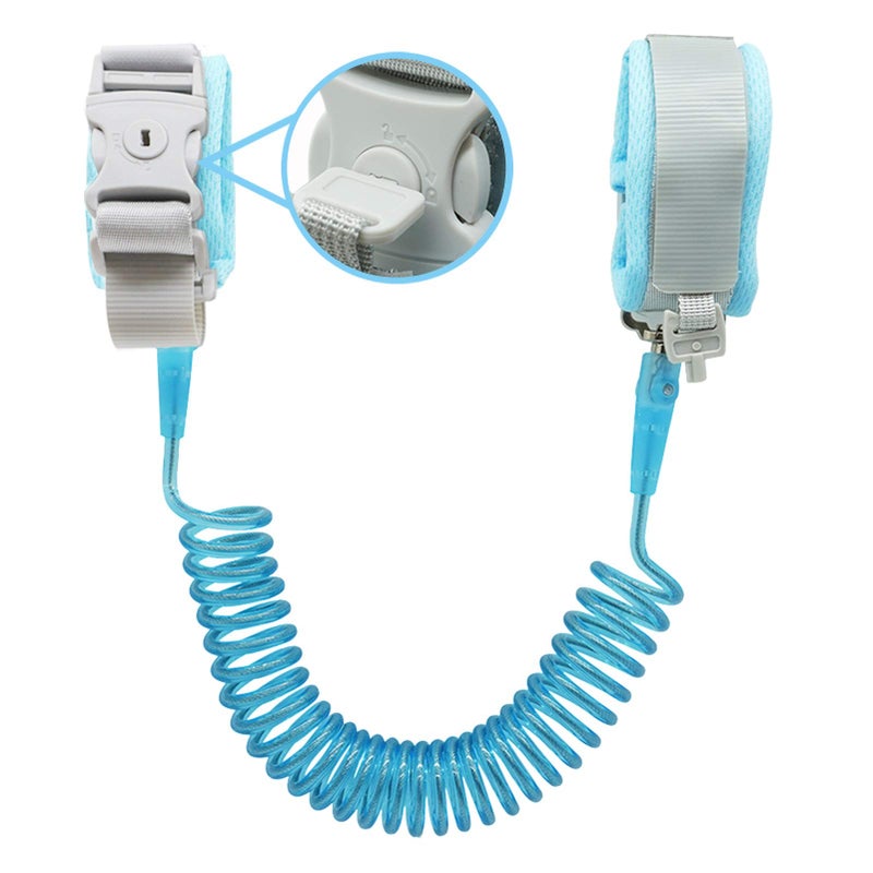 Socub Anti Lost Wrist Link (8.2ft), Socub Breathable Toddler Leash Wrist for Child Safety, Wrist Link for Kids with Key Lock, Blue - Image 1