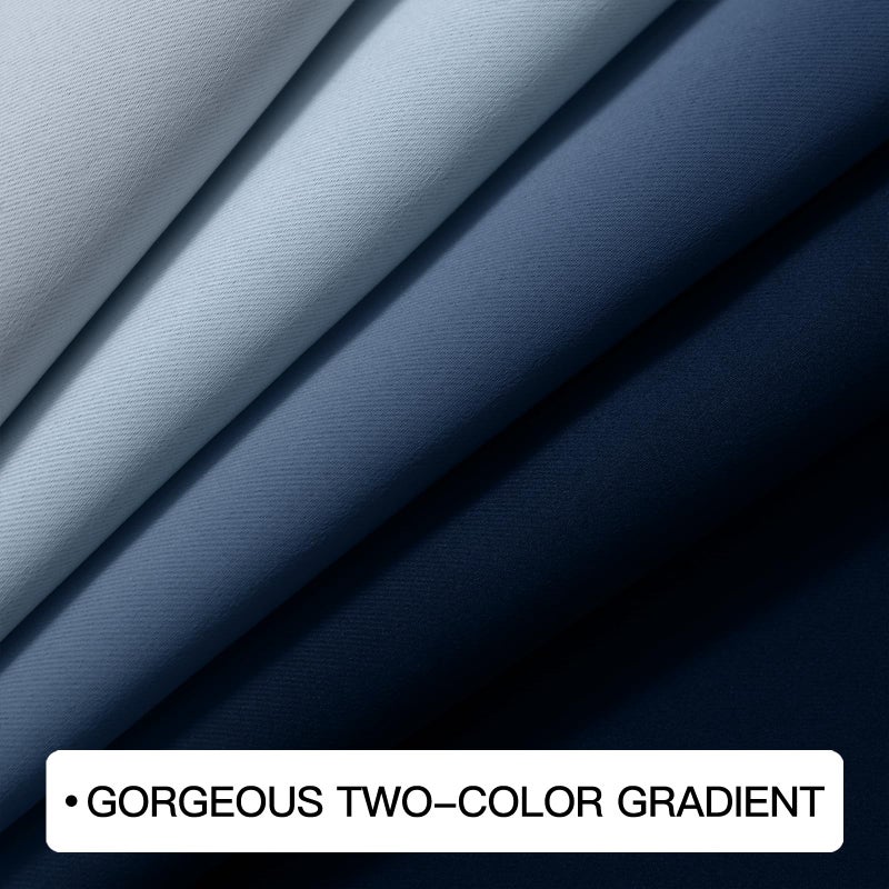 COSVIYA Blackout Curtains & Drapes Ombre Navy Curtains 90 inches Long 2 Panels  Room Darkening Light Blocking Grommet Gradient Insulated Thermal Window Curtains for Bedroom/Living Room 52x90 inches - Image 4