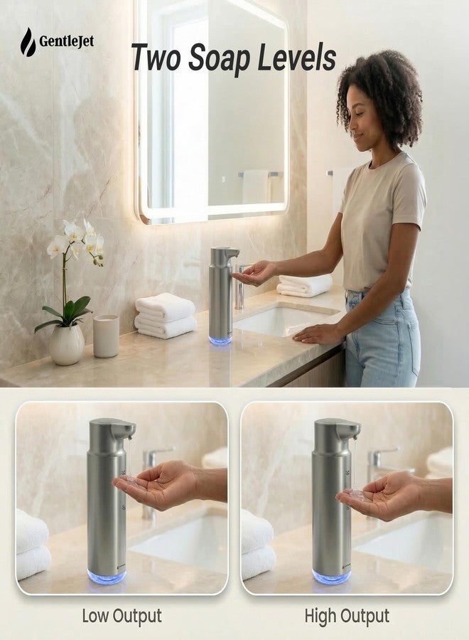 GentleJet CrystalJet Automatic Liquid Soap Dispenser - Touchless Sensor, Stainless Steel, USB-C Rechargeable, Waterproof Kitchen & Bathroom Countertop Soap Dispenser, 300 ml - Image 3