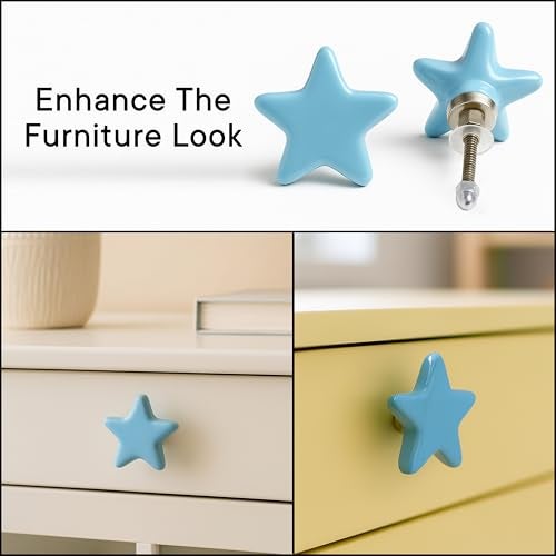 Indian-Shelf IndianShelf 2 Packs Turquoise Star Ceramic Luxury Drawer Knobs for Kitchen Cabinet Hardware Door Pulls Decorative Dresser Hand-Finished - Image 4