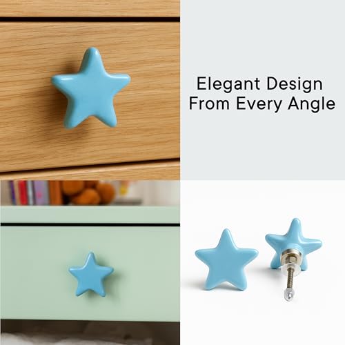 Indian-Shelf IndianShelf 2 Packs Turquoise Star Ceramic Luxury Drawer Knobs for Kitchen Cabinet Hardware Door Pulls Decorative Dresser Hand-Finished - Image 5