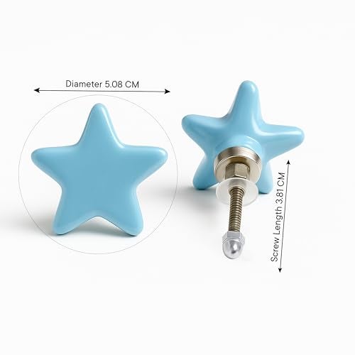 Indian-Shelf IndianShelf 2 Packs Turquoise Star Ceramic Luxury Drawer Knobs for Kitchen Cabinet Hardware Door Pulls Decorative Dresser Hand-Finished - Image 2