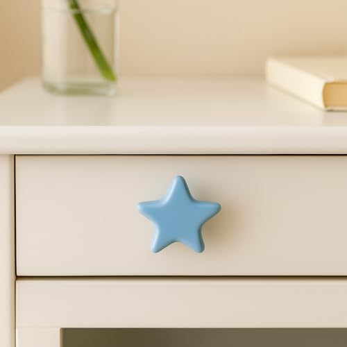 Indian-Shelf IndianShelf 2 Packs Turquoise Star Ceramic Luxury Drawer Knobs for Kitchen Cabinet Hardware Door Pulls Decorative Dresser Hand-Finished - Image 1