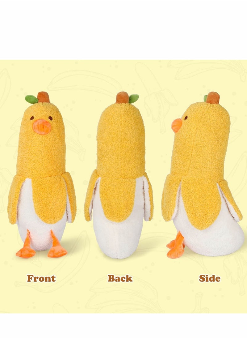 Banana Duck Plush Toy Stuffed Animals Duck 50cm Real Cute Plushie Pillow Doll Soft Fluffy Peel Banan Duckling Hugging Cushion Decor Present for Kids and Adults