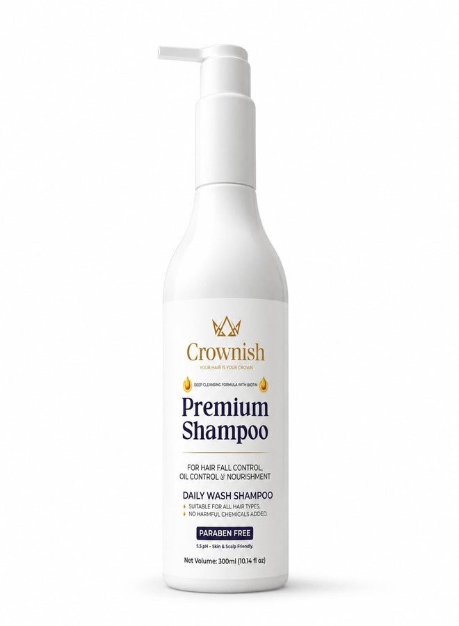 Crownish Premium Biotin Shampoo for Hair Fall Control, Oil Control & Nourishment | Daily Wash Shampoo | Paraben Free | Suitable for Men & Women | 300ml - Image 1