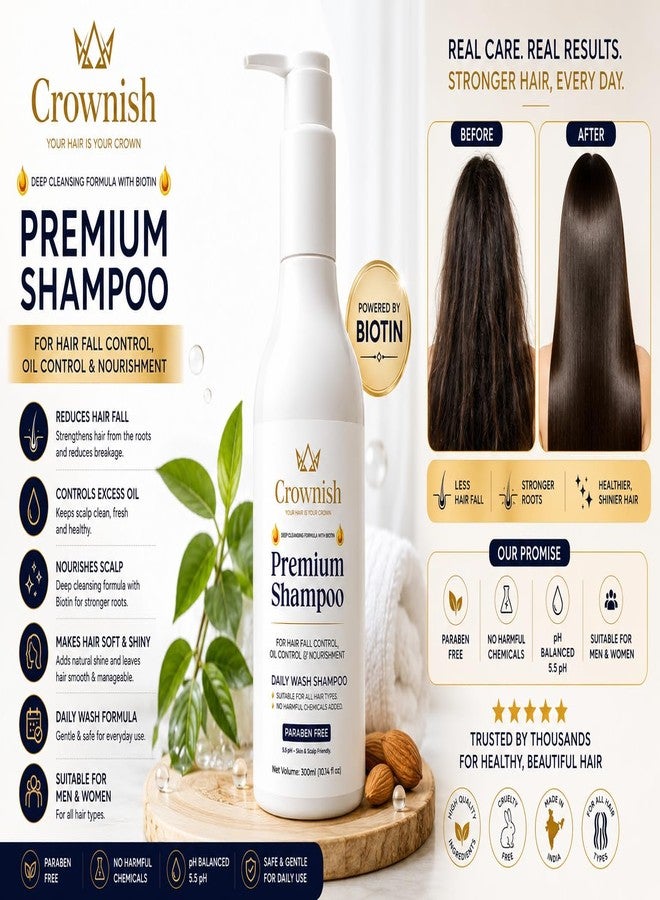 Crownish Premium Biotin Shampoo for Hair Fall Control, Oil Control & Nourishment | Daily Wash Shampoo | Paraben Free | Suitable for Men & Women | 300ml - Image 3