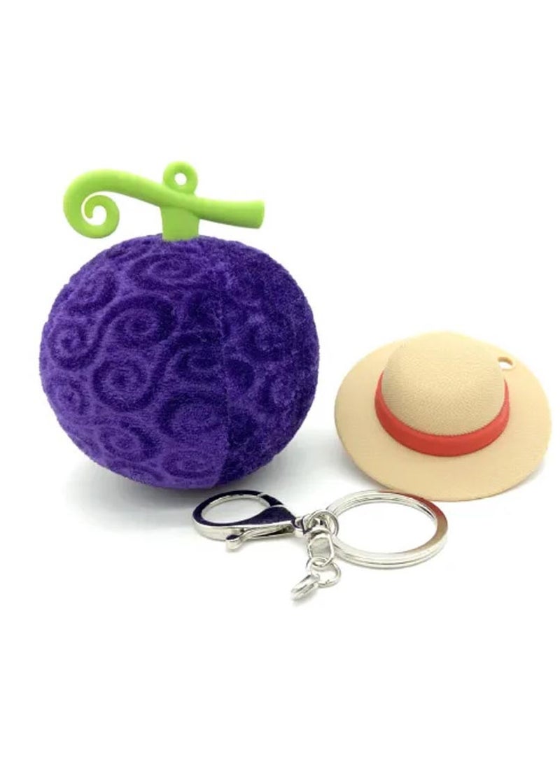 أنيمي قطعة واحدة فاكهة الشيطان مع سلسلة مفاتيح قبعة لوفي - Image 1