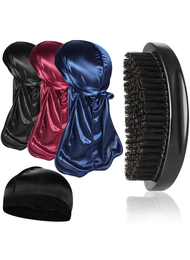 Heniho 3Pcs Silky Durag With Wave Brush For Men 360 Curved Medium/Hard Hair Brush Kitsc - Image 1