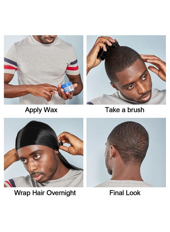 Heniho 3Pcs Silky Durag With Wave Brush For Men 360 Curved Medium/Hard Hair Brush Kitsc - Image 5
