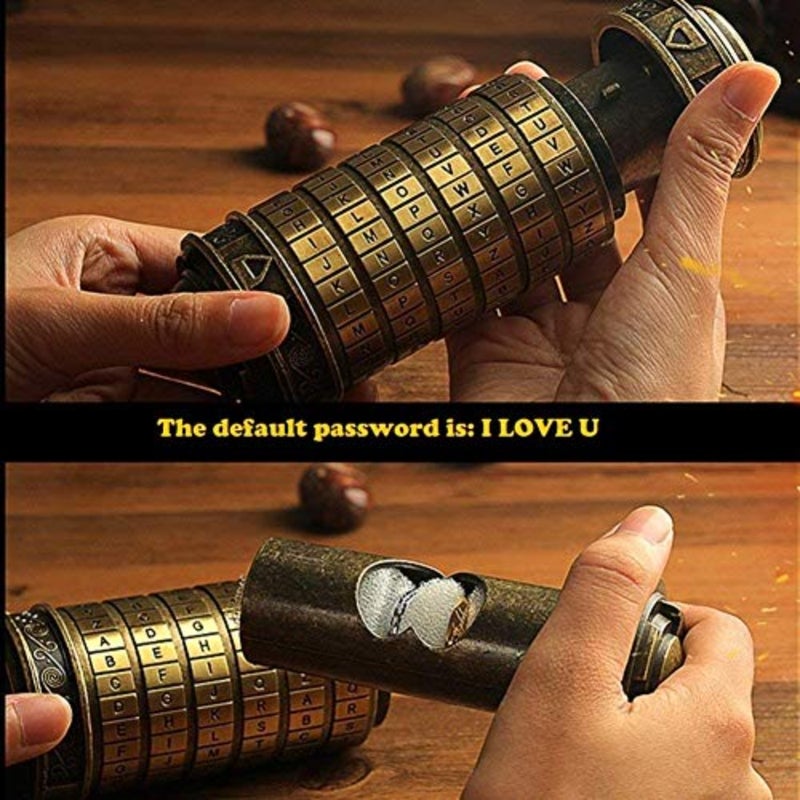 صناديق ألغاز Cryptex Da Vinci Code Mini Cryptex Lock مع مقصورات مخفية هدايا عيد ميلاد رومانسية لعيد الحب لهدايا عيد الميلاد لصديقتها للرجال - Image 3