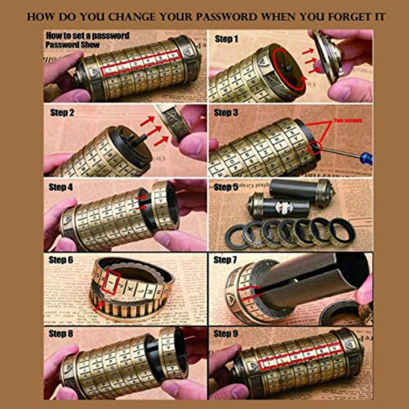 صناديق ألغاز Cryptex Da Vinci Code Mini Cryptex Lock مع مقصورات مخفية هدايا عيد ميلاد رومانسية لعيد الحب لهدايا عيد الميلاد لصديقتها للرجال - Image 4