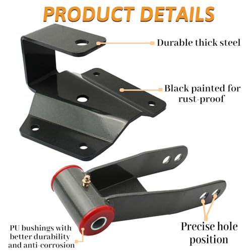 GDYDI 4'' Rear Drop Shackles and Hangers Kit for 1996-2006 Chevy Silverado 1500 GMC Sierra 2WD Truck Short Bed Only Lowering Leveling Set - Image 4