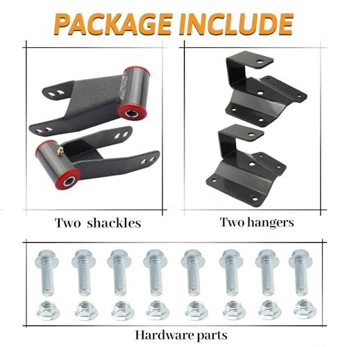 GDYDI 4'' Rear Drop Shackles and Hangers Kit for 1996-2006 Chevy Silverado 1500 GMC Sierra 2WD Truck Short Bed Only Lowering Leveling Set - Image 5