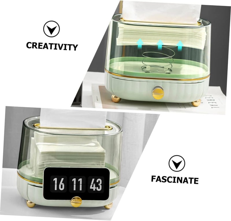 JUMIX Tissue Box Holder & Desk Organizer with Drawer/Multi-Function Desktop Storage Box, Tissue Paper Dispenser for Office, Home, Restaurants, cafes & Hotels (GREEN) - Image 3