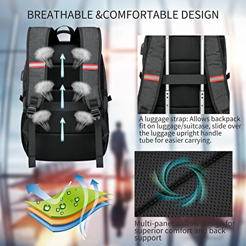 CAFELE Backpack,Waterproof Large 17in Laptop Backpack for Trip School Work Bookbag Computer Rucksack with USB Charging Port,Water Resistant Sturdy Backpack for Men Women,Grey - Image 5