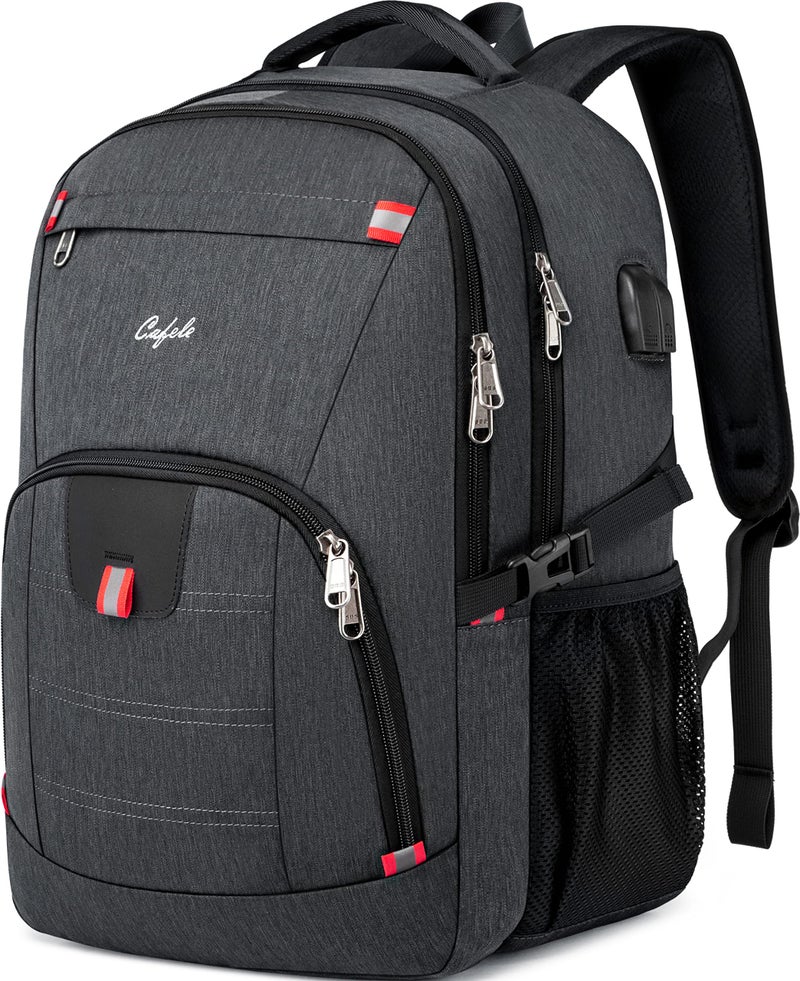 CAFELE Backpack,Waterproof Large 17in Laptop Backpack for Trip School Work Bookbag Computer Rucksack with USB Charging Port,Water Resistant Sturdy Backpack for Men Women,Grey - Image 1