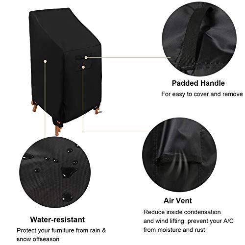 WOMACO Stackable Patio Chair Cover Waterproof Outdoor Stacking High Back Chair Cover Water Resistant Outside Furniture Tall Chair Protector Stacking Chair 28Lx36Wx47H2 Pack - Image 3