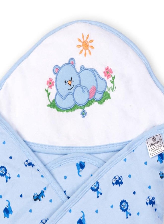 Tinycare Baby Interlock Clr Ptd Wraps with Polyfill Color Printed Blue | 70X70 cm - Image 2