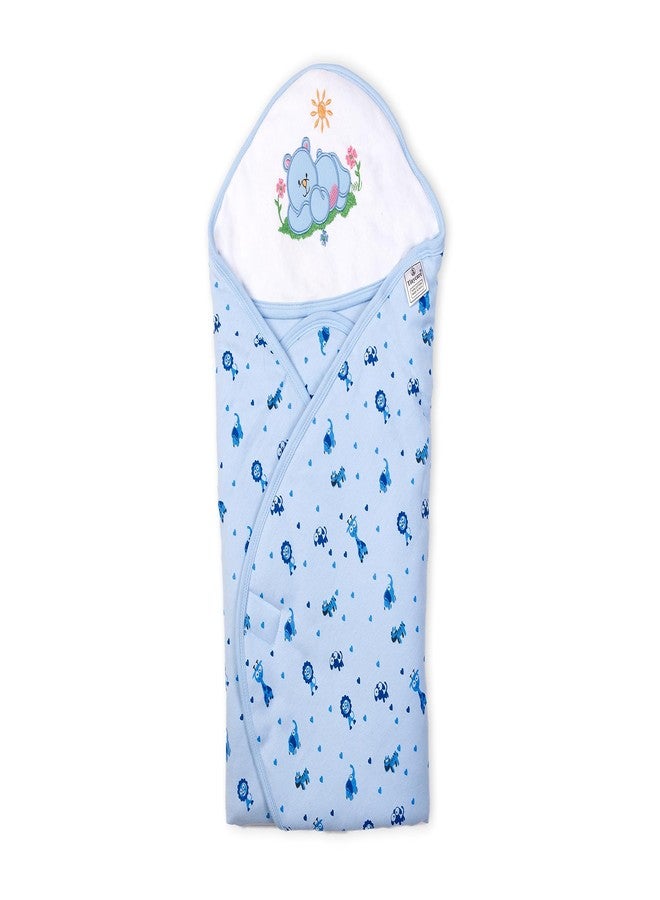 Tinycare Baby Interlock Clr Ptd Wraps with Polyfill Color Printed Blue | 70X70 cm - Image 1