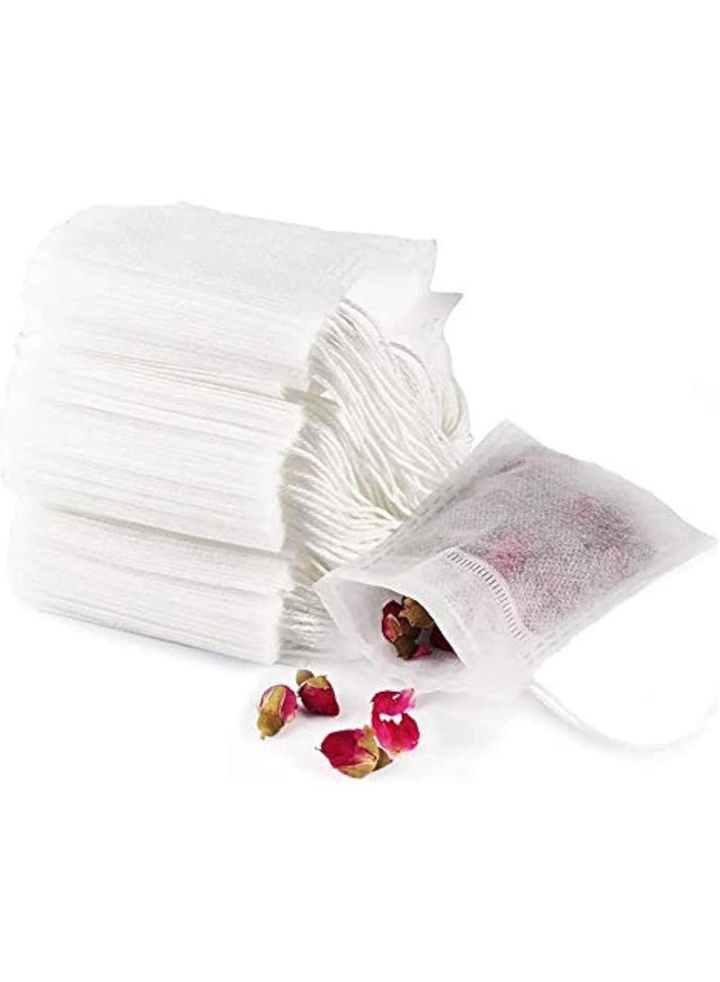 VIUAUAX أكياس شاي 100 حزمة أكياس شاي فارغة يمكن التخلص منها ، أكياس شاي قابلة للغلق برباط من القماش غير المنسوج متعددة الأغراض لأعشاب التوابل والقهوة - Image 1