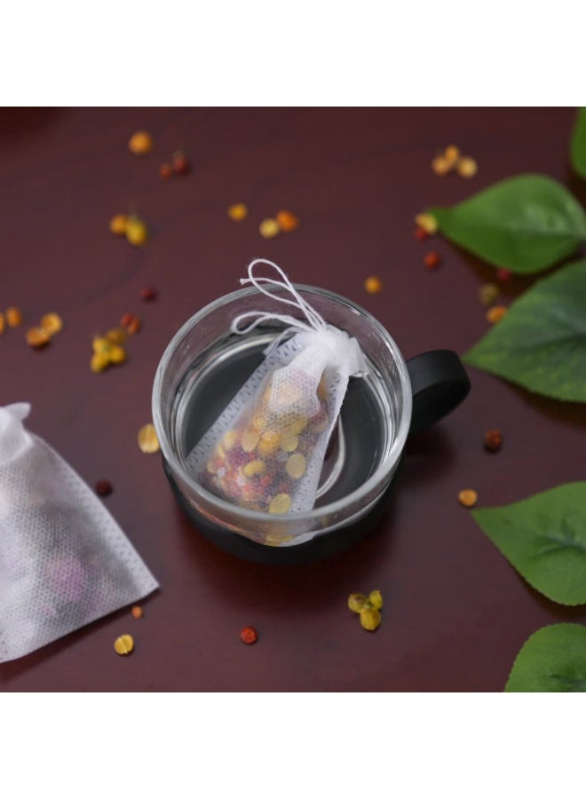 VIUAUAX أكياس شاي 100 حزمة أكياس شاي فارغة يمكن التخلص منها ، أكياس شاي قابلة للغلق برباط من القماش غير المنسوج متعددة الأغراض لأعشاب التوابل والقهوة - Image 4