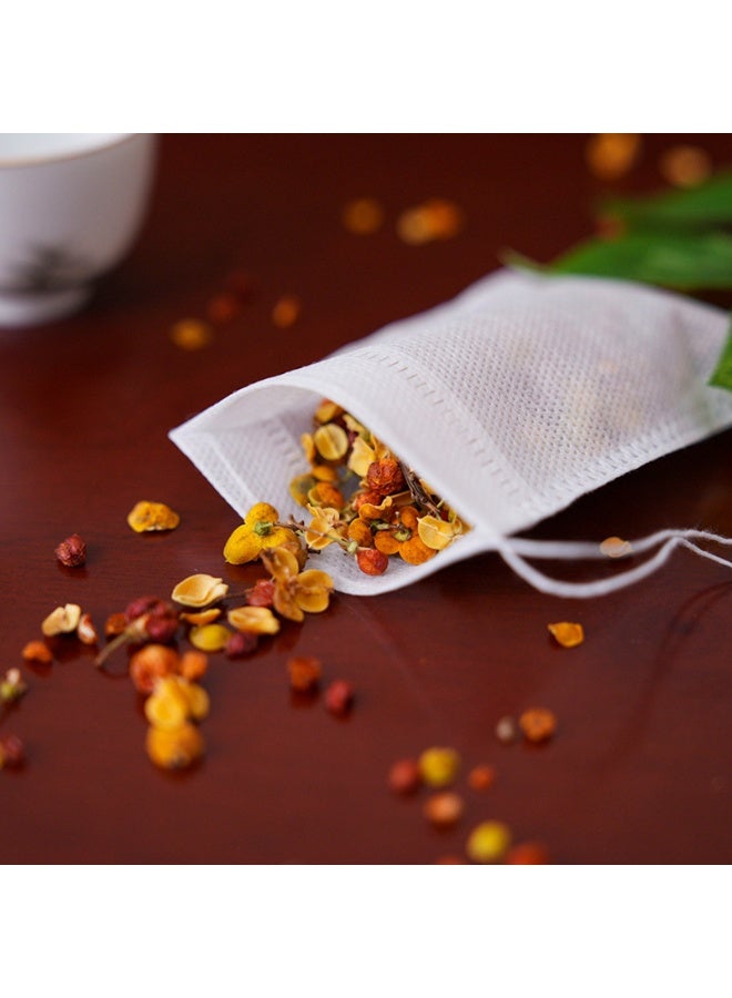 VIUAUAX أكياس شاي 100 حزمة أكياس شاي فارغة يمكن التخلص منها ، أكياس شاي قابلة للغلق برباط من القماش غير المنسوج متعددة الأغراض لأعشاب التوابل والقهوة - Image 5