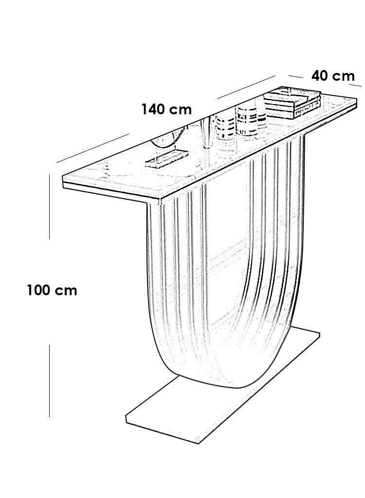 Generic Iron entrance table, marble wood and black and white MDF - 140 x 40 x 100 cm  - Image 2