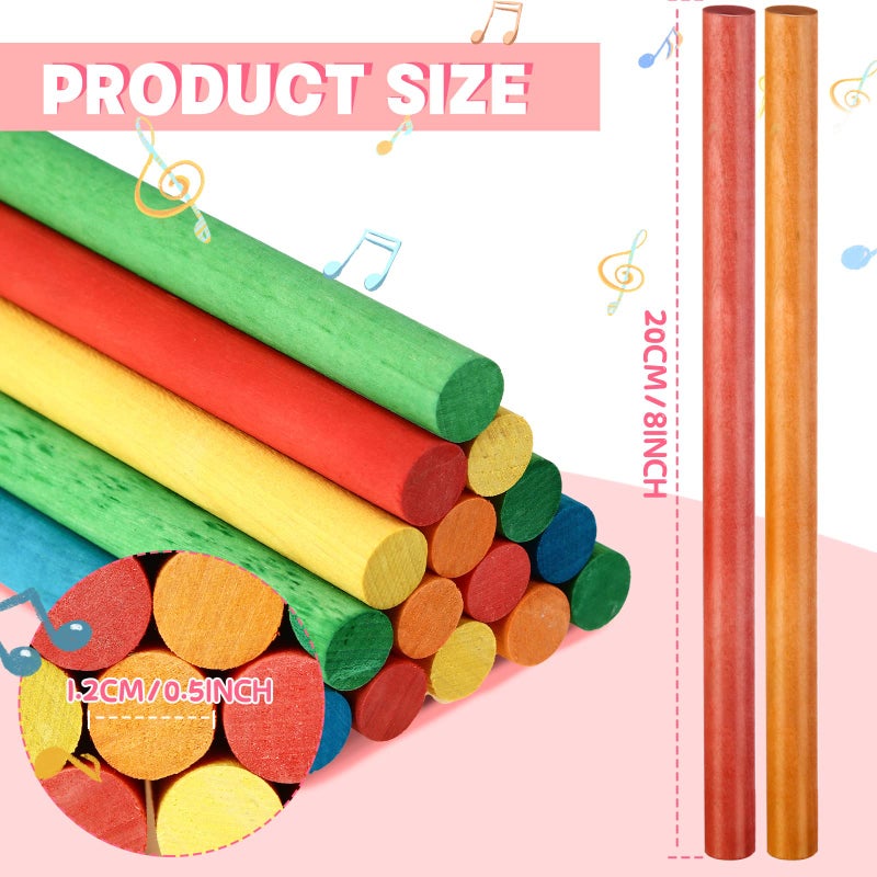 Yookeer 30 Pcs Rhythm Sticks for Kids Bulk 5 Colors Wooden Lummi Sticks Music Toys Percussion Instruments for Kids Toddler Present  Girls Boys Classroom Play Music Learning(20 cm/ 8 Inches) - Image 2