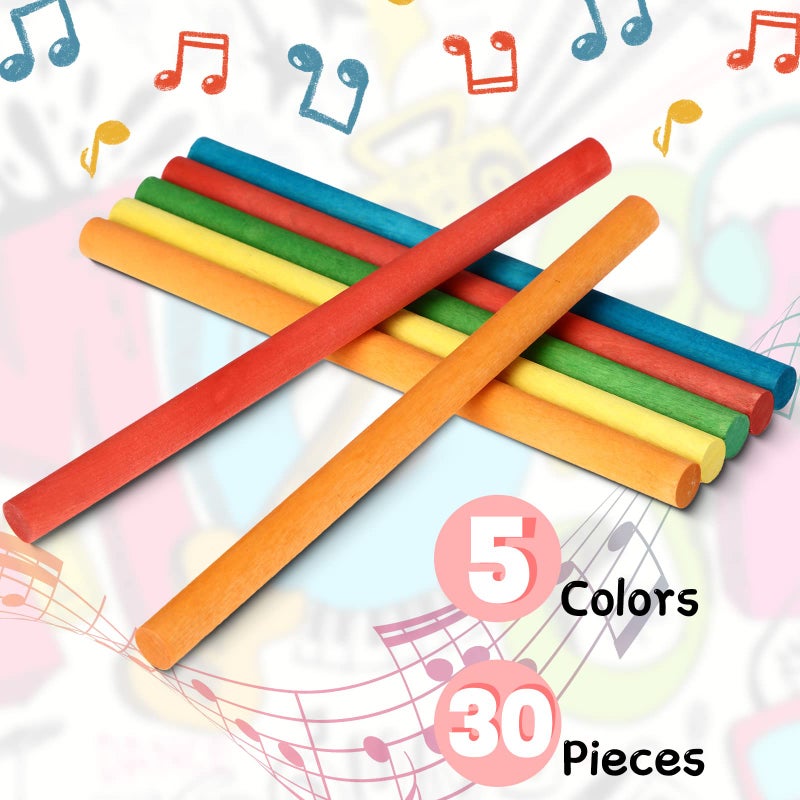 Yookeer 30 Pcs Rhythm Sticks for Kids Bulk 5 Colors Wooden Lummi Sticks Music Toys Percussion Instruments for Kids Toddler Present  Girls Boys Classroom Play Music Learning(20 cm/ 8 Inches) - Image 5