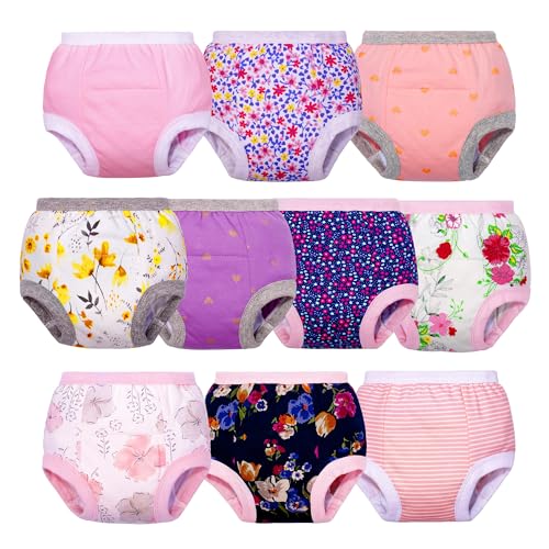 BIG ELEPHANT Baby Girls Training Underwear, Toddler Cotton Potty Training Pants Soft Absorbent, 2T Pink - Image 1
