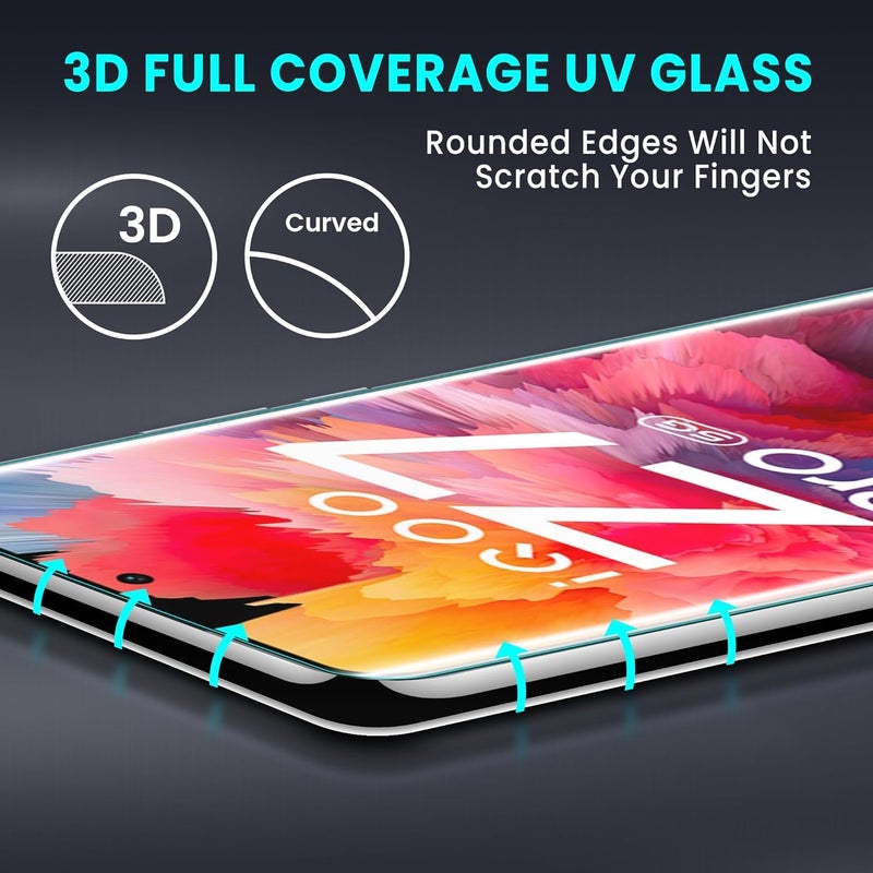 OpenTech ® UV Tempered Glass Screen Protector Compatible For iQOO Z7 Pro 5G / iQOO 9 Pro 5G (6.78 Inch) Curved Edge To Edge Coverage And Easy Installation Kit - Image 3