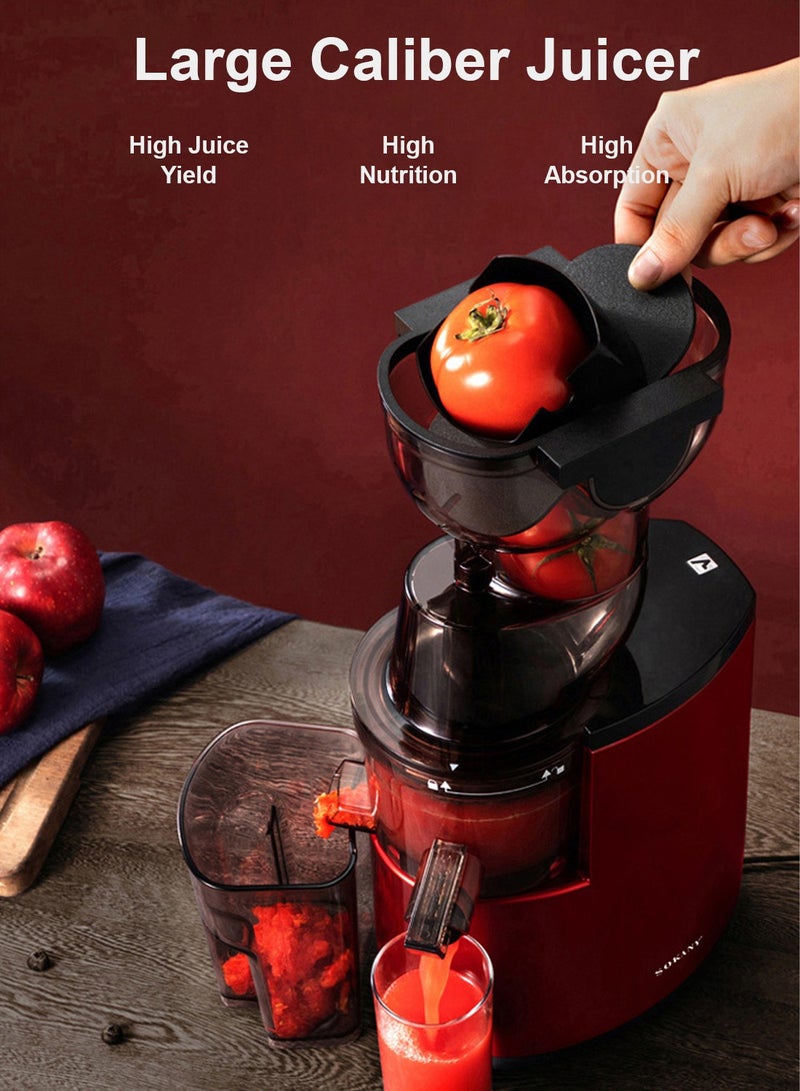 sokany Slow Juicer Machine Cold Pressed Juicers, High Juice Yield for Fruits and Vegetables-RED - Image 4