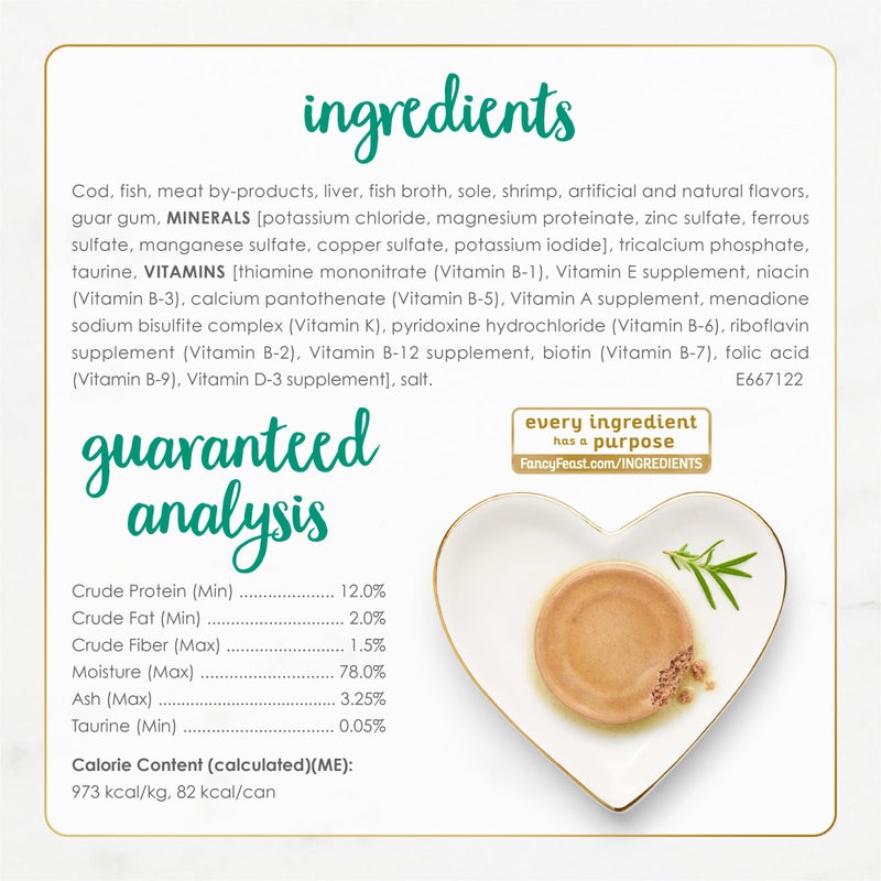 Fancy Feast Purina Fancy Feast Cod, Sole and Shrimp Feast Classic Grain Free Wet Cat Food Pate - (Pack of 24) 3 oz. Cans - Image 5