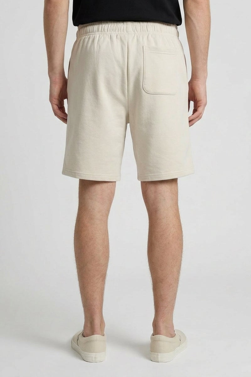 Core Elements Men Brand Logo Basic Shorts, Cream - Image 2