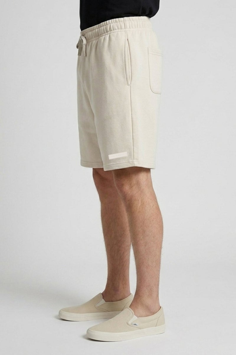 Core Elements Men Brand Logo Basic Shorts, Cream - Image 5