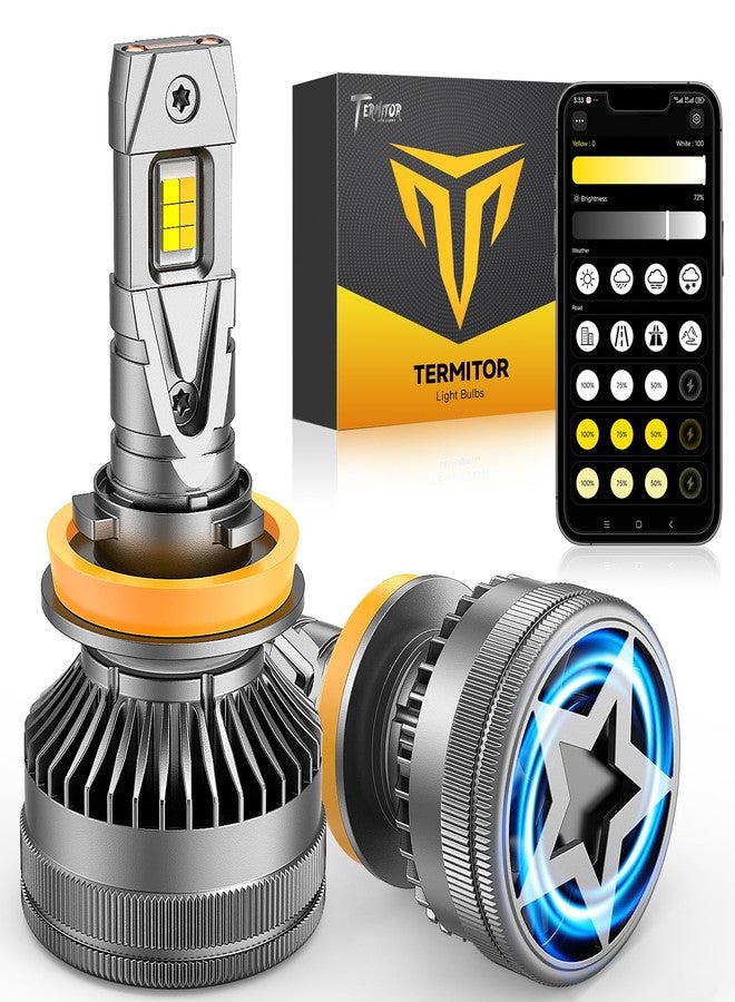 Termitor Latest H11 Smart LED Light Bulbs, 0-90,000LM 15X Variable insane Brightness, 3000K-6500K Variable, App Control One-touch Driving Mode Switching for Bluetooth H8/H9/H16 Fog Lights, Pack of 2 - Image 1