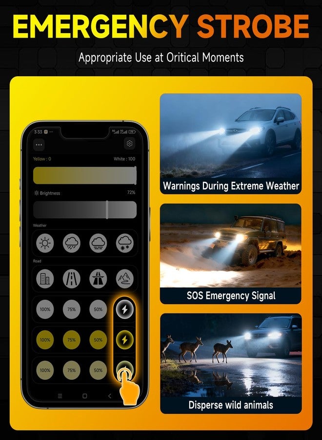 Termitor Latest H11 Smart LED Light Bulbs, 0-90,000LM 15X Variable insane Brightness, 3000K-6500K Variable, App Control One-touch Driving Mode Switching for Bluetooth H8/H9/H16 Fog Lights, Pack of 2 - Image 5