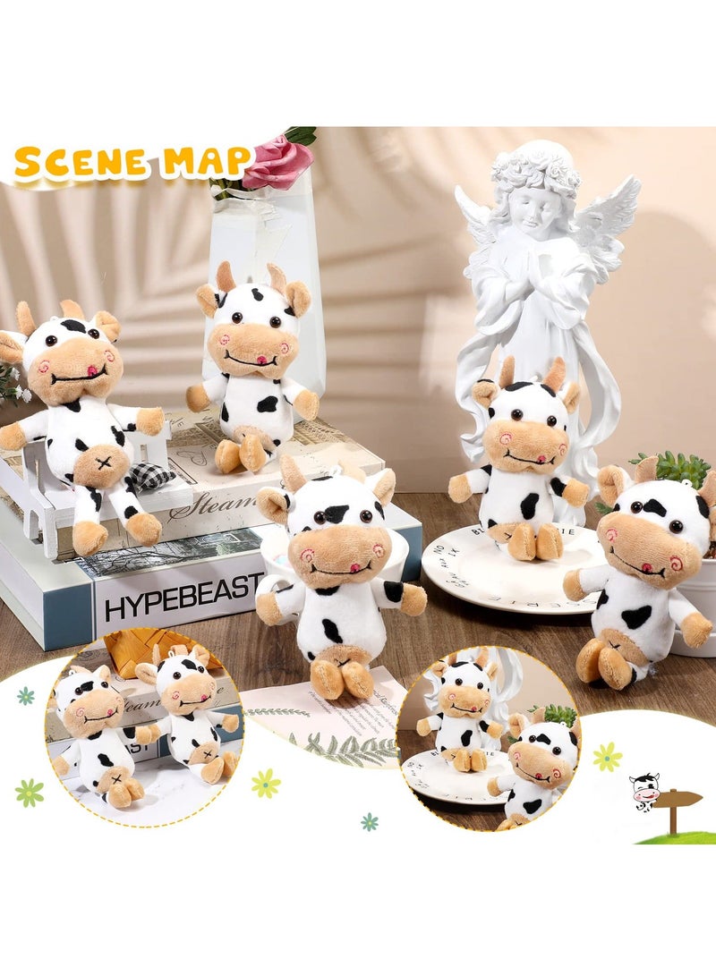 XiuWoo 6 Pieces Mini Stuffed Animals, Bulk Plush Cow Party Favors Small Soft Baby Birthday Gift for Kids Girls Boys Backpack Pendant Keychain - Image 4