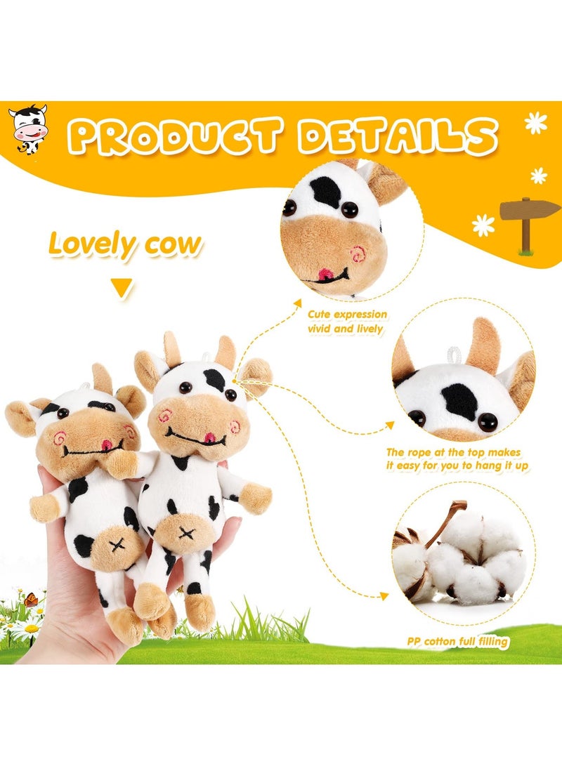 XiuWoo 6 Pieces Mini Stuffed Animals, Bulk Plush Cow Party Favors Small Soft Baby Birthday Gift for Kids Girls Boys Backpack Pendant Keychain - Image 2