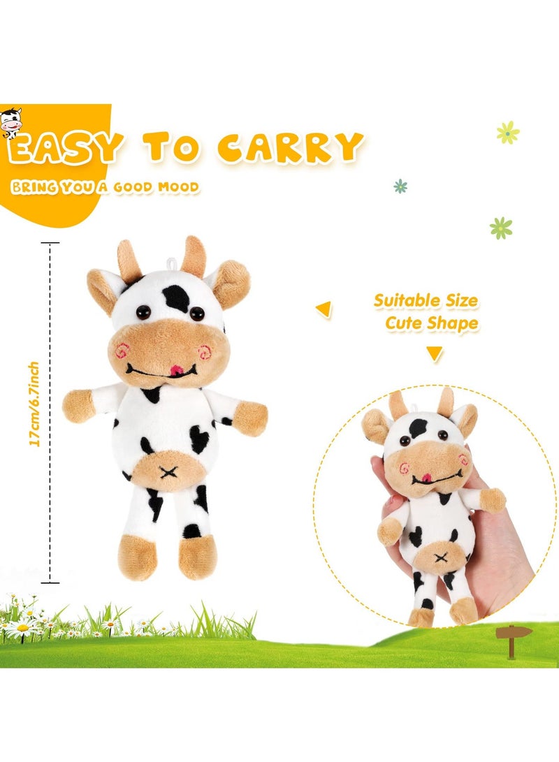 XiuWoo 6 Pieces Mini Stuffed Animals, Bulk Plush Cow Party Favors Small Soft Baby Birthday Gift for Kids Girls Boys Backpack Pendant Keychain - Image 3