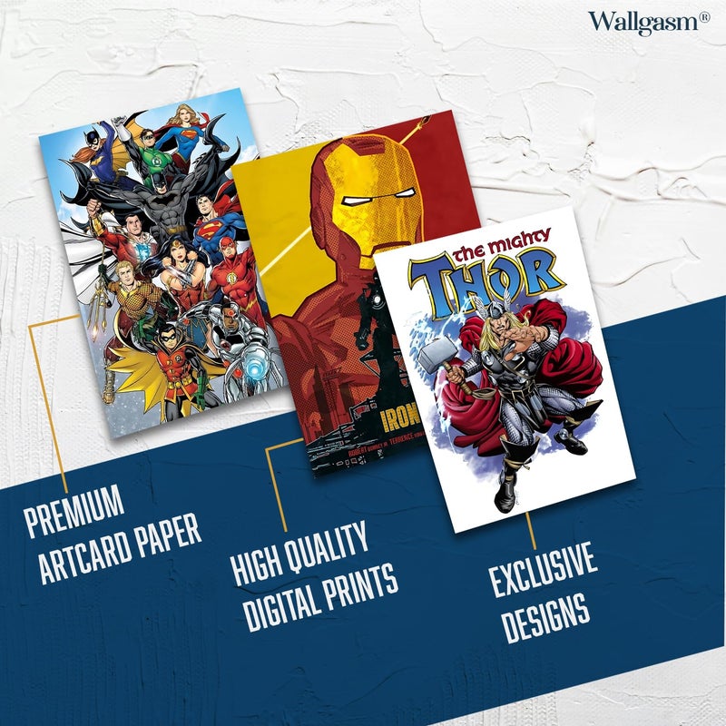 Wallgasm Superheroes Poster Set - Pack of 30, 10 x 15cm 300GSM Posters - Wall Collage Kit - Posters For Bedroom Superman Posters - Batman Posters - Spiderman Posters - Avengers Posters - Comic Posters - Image 3