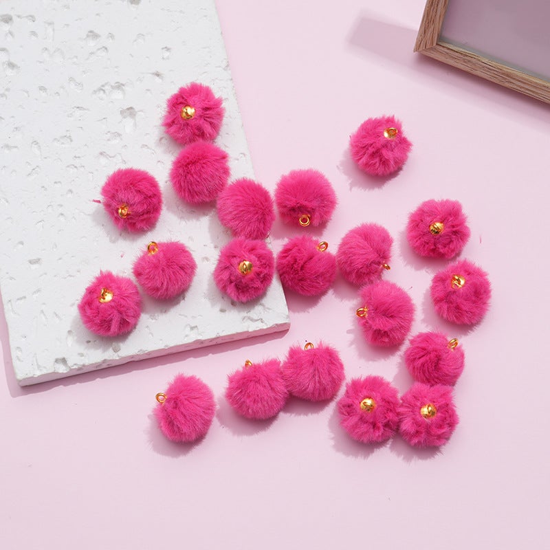 Soft Faux Rabbit Fur Pom Pom Beads 20mm for DIY Jewelry Phone Chain Accessories - Image 3