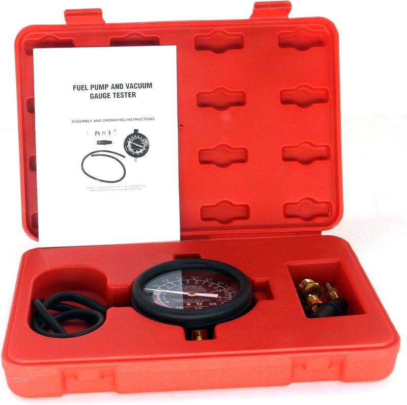 HFS (R) Fuel Pump Tester Gauge Kit Carburetor Valve Fuel Pump Pressure & Vacuum Tester Gauge Test Kit Below 10PSI for Car & Truck W/Storage Box - Image 3